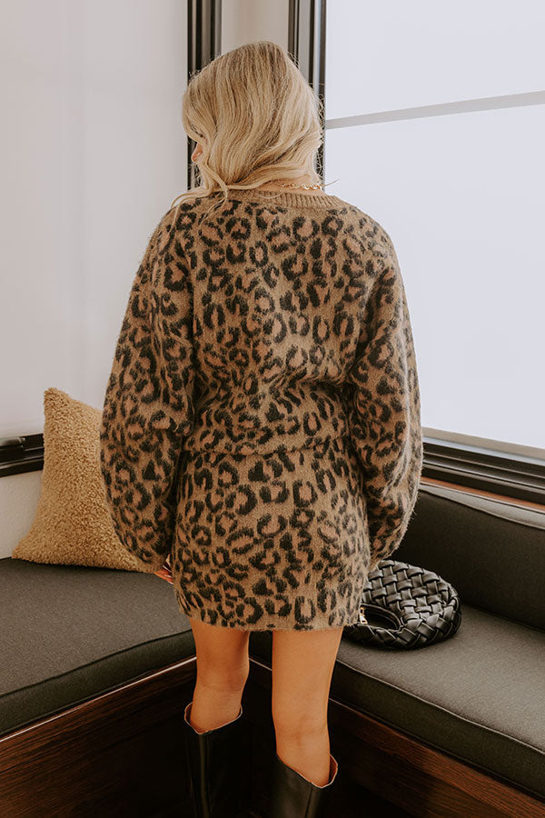 Metro Muse High Waist Knit Leopard Mini Skirt