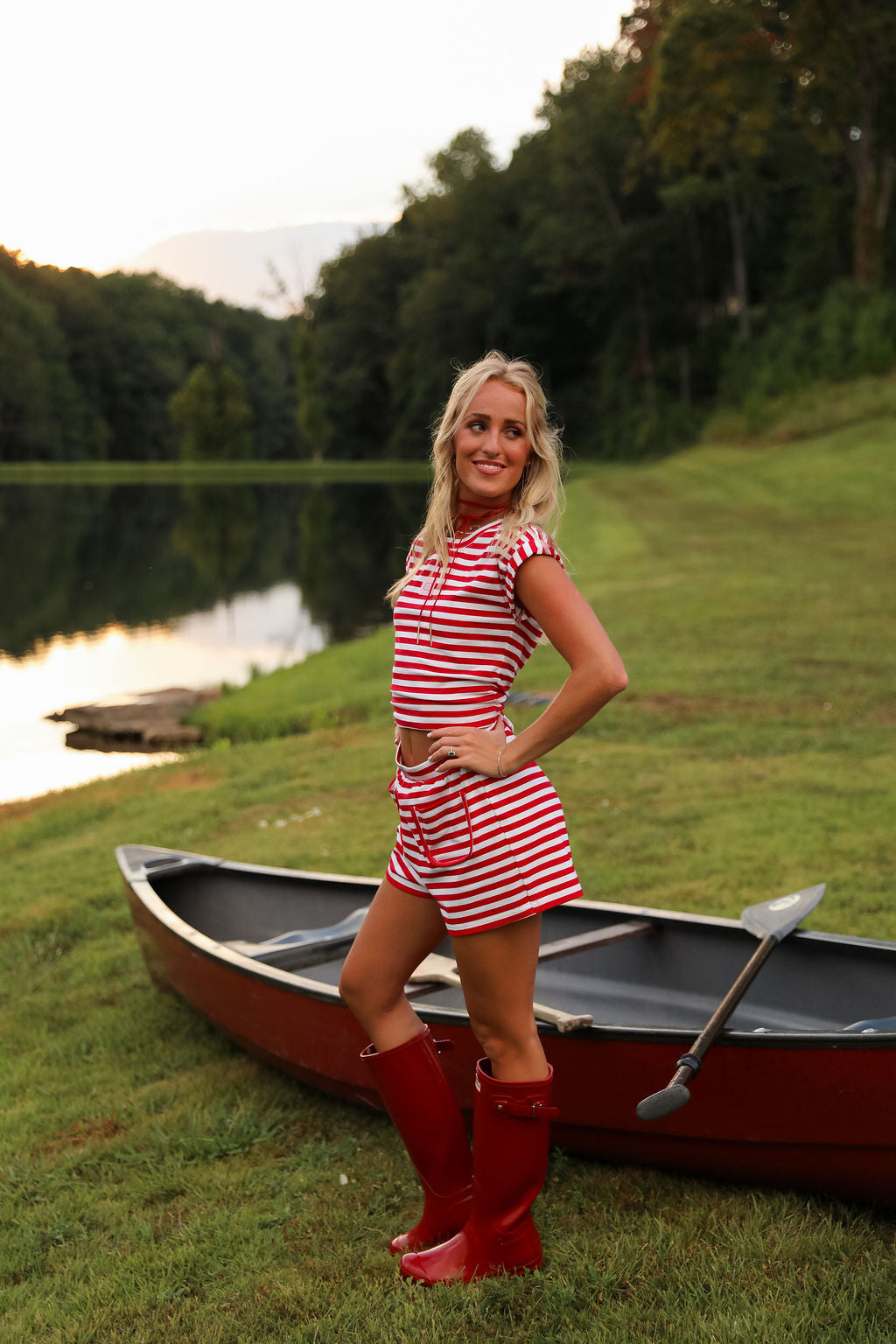 Stripe Baby Tee - Cherry Red