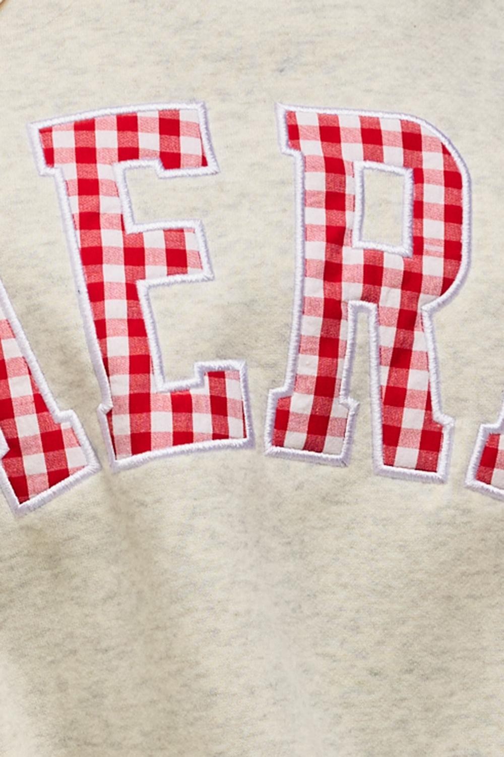 Appl Embr "MERRY" Varsity Mock Neck