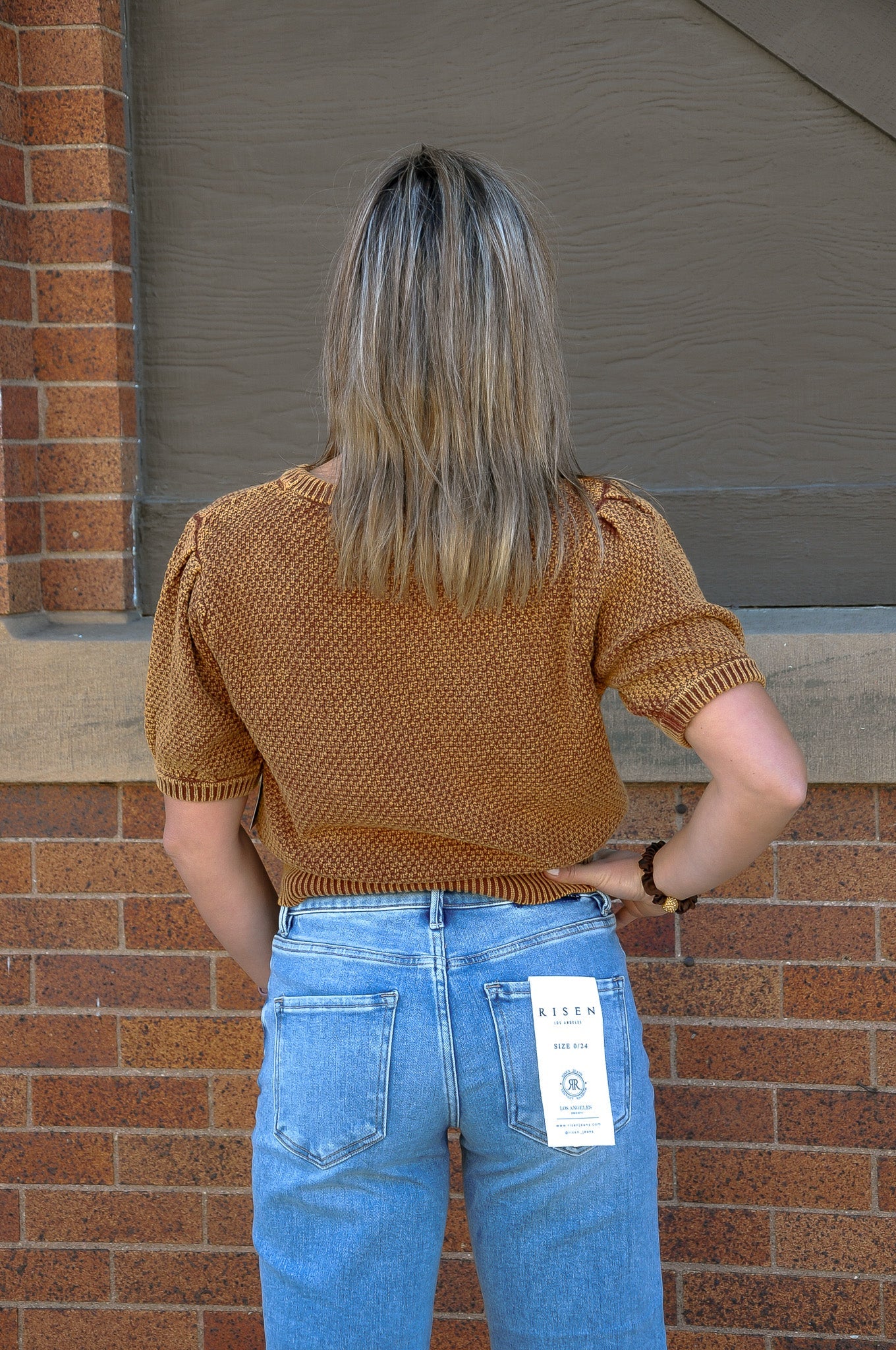 Copper Crew Neck Pocketed Sweater