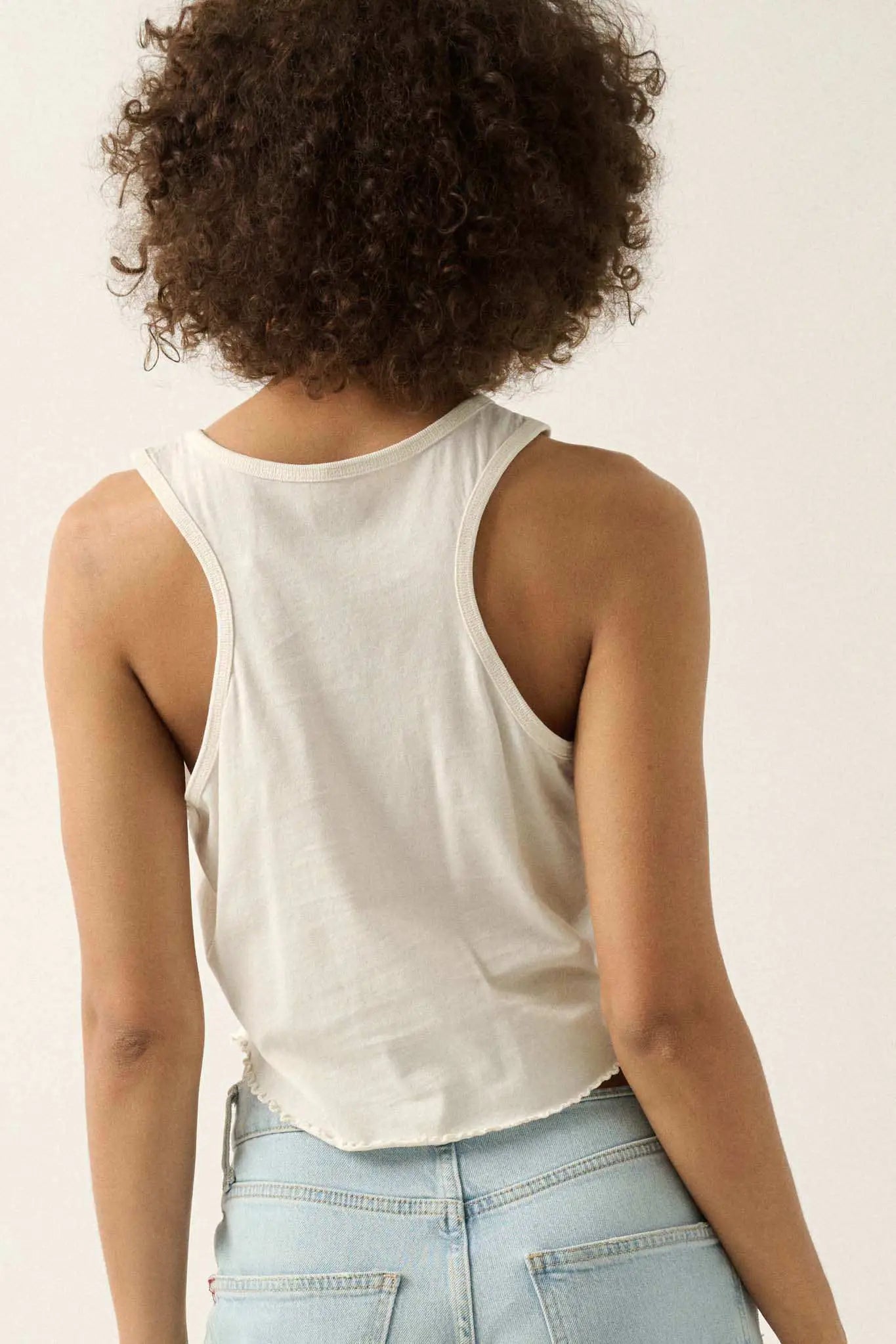 Real Talk Vintage-Wash Lettuce-Edge Tank Top