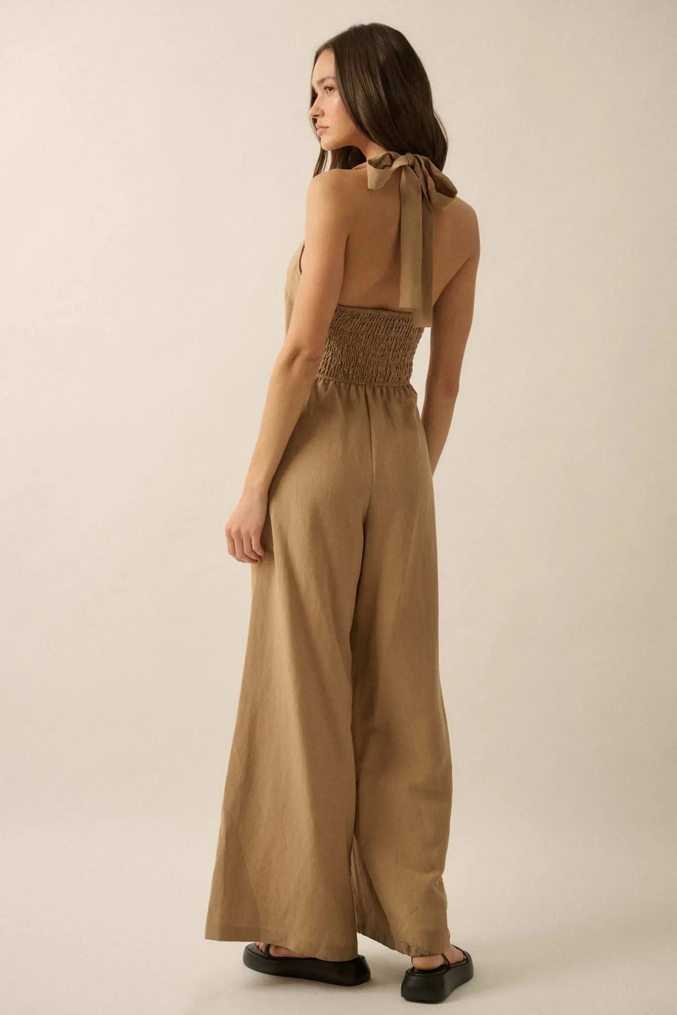 Better Nature Wide-Leg Linen-Blend Vest Jumpsuit