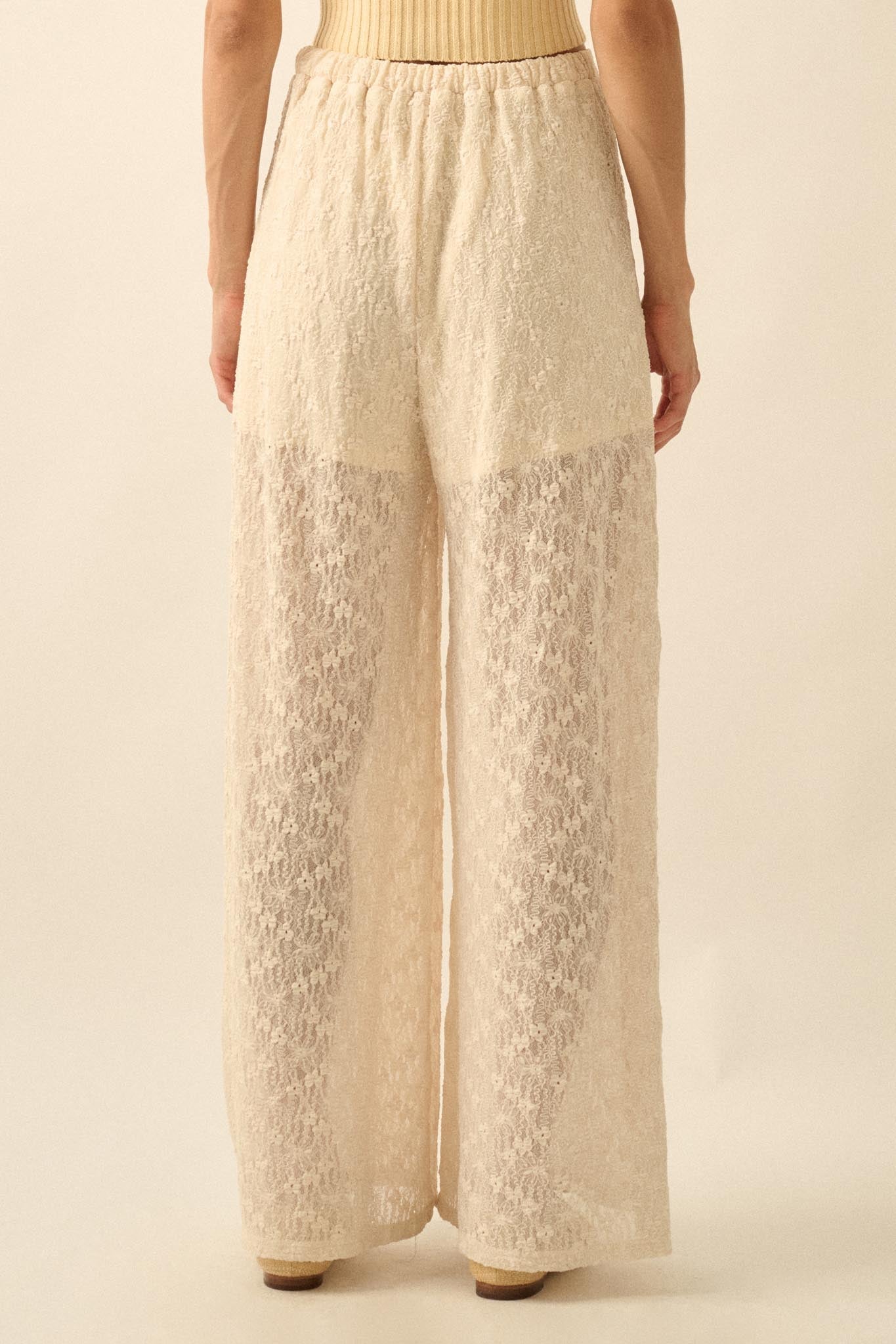 Sweet Breeze Floral Lace Wide-Leg Pants