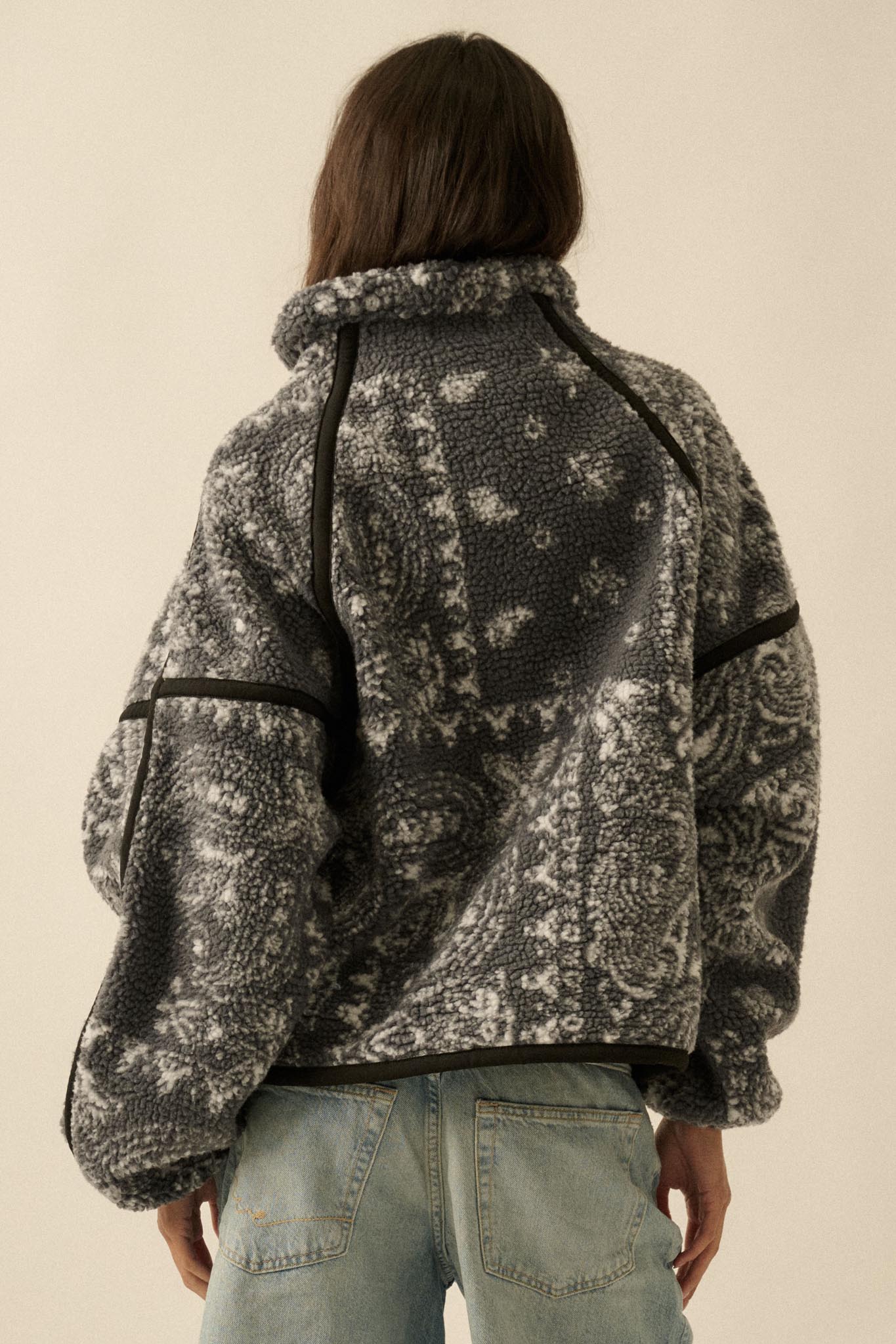 Dream On Paisley-Print Fleece Half-Zip Pullover