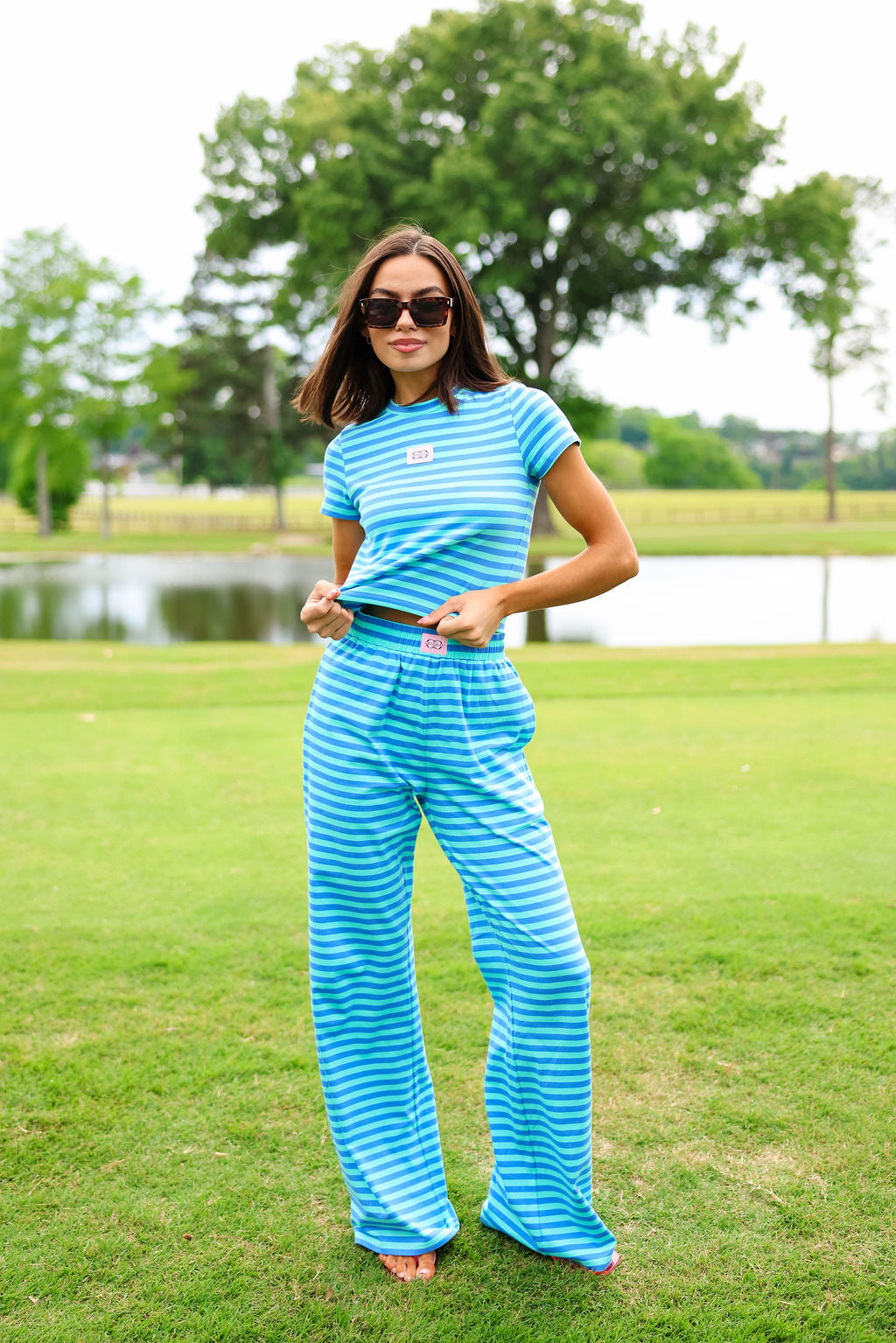 Stripe Cap Sleeve Tee - Cotton Candy