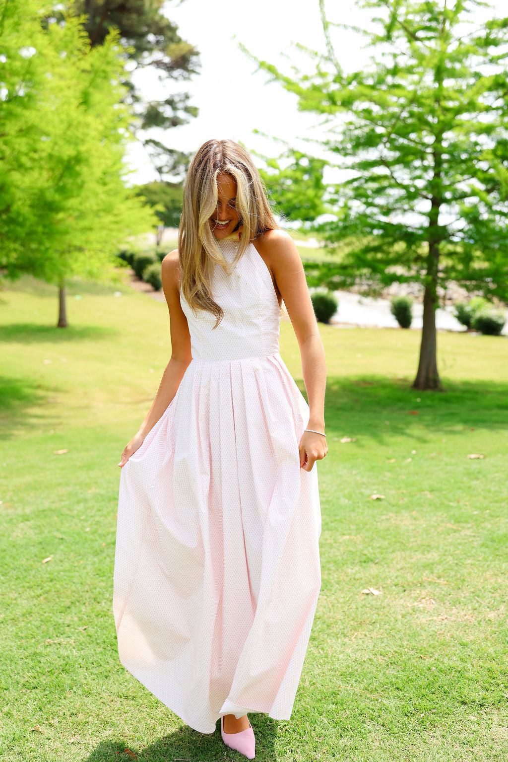 Sage Dress - Pink/White