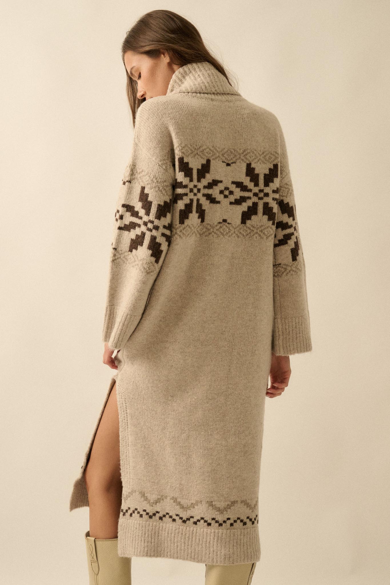 Mountain High Alpine-Knit Midi Sweater Dress