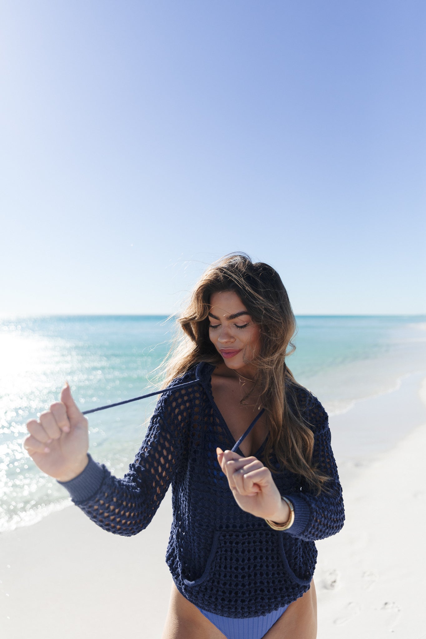 Solid and Striped Baja Cover Up - Navy