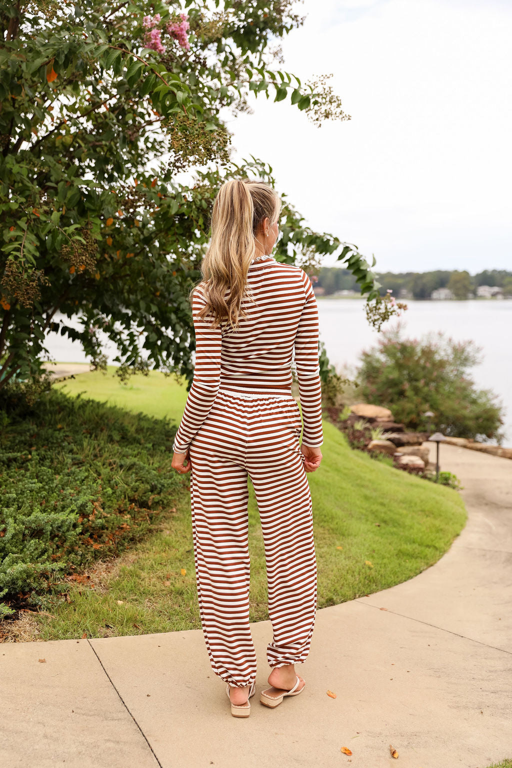 Stripe Jogger Pant - Chocolate