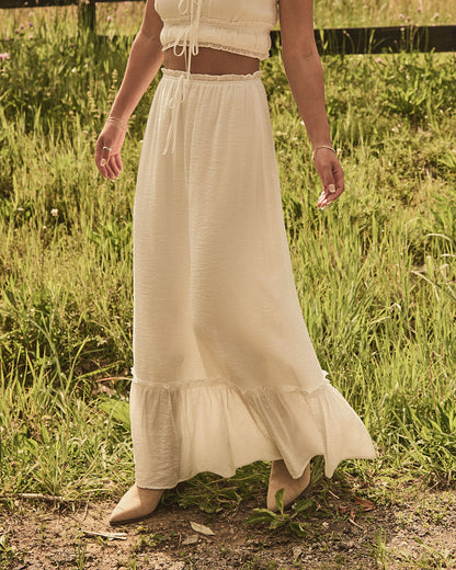 Boheme Dune Ruffle Trim Maxi Skirt