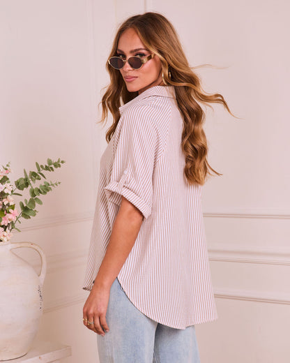 Daylight Essence Striped Button Down Top