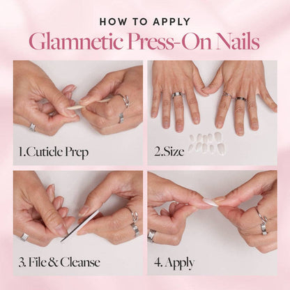 First Kiss Press-On Nails | Short Almond Pink Chrome Finish
