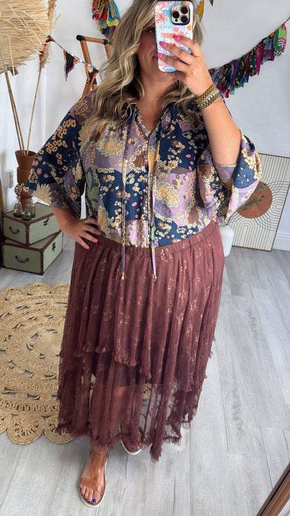 New Groove Floral Printed Top, Purple