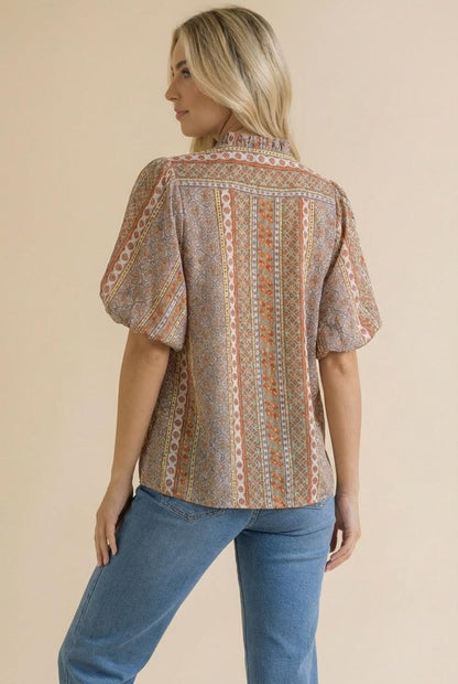 Curvy Bubble Sleeve Bohemian Blouse