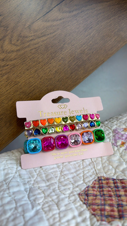 Rainbow Hearts Bracelet Stack