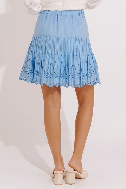 Southern Flair Pleated Eyelet Mini Skirt
