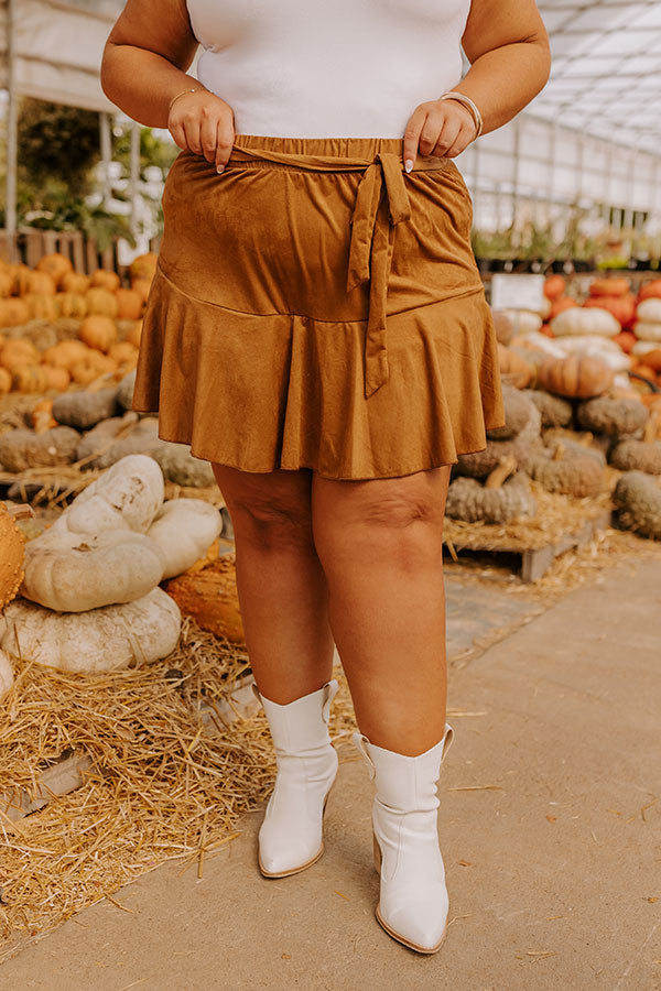 The Arlet High Waist Faux Suede Skort Curves