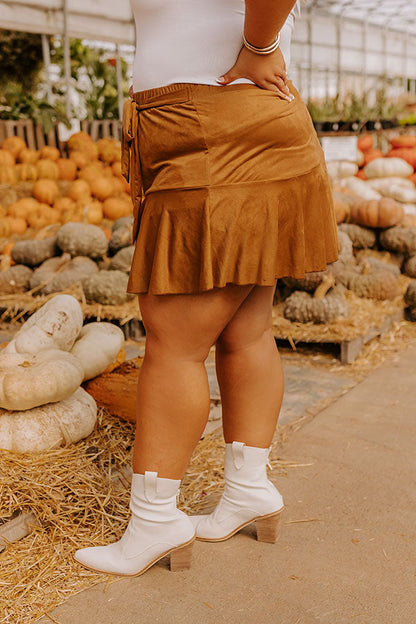 The Arlet High Waist Faux Suede Skort Curves