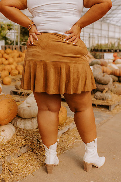 The Arlet High Waist Faux Suede Skort Curves