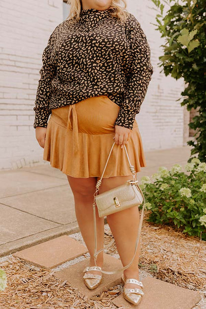 The Arlet High Waist Faux Suede Skort Curves