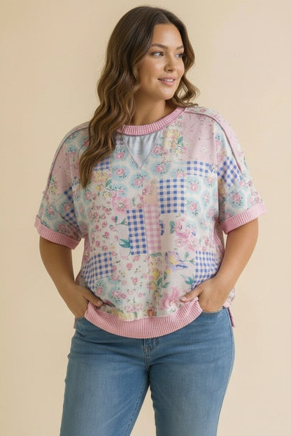 Curvy Floral Patchwork Top