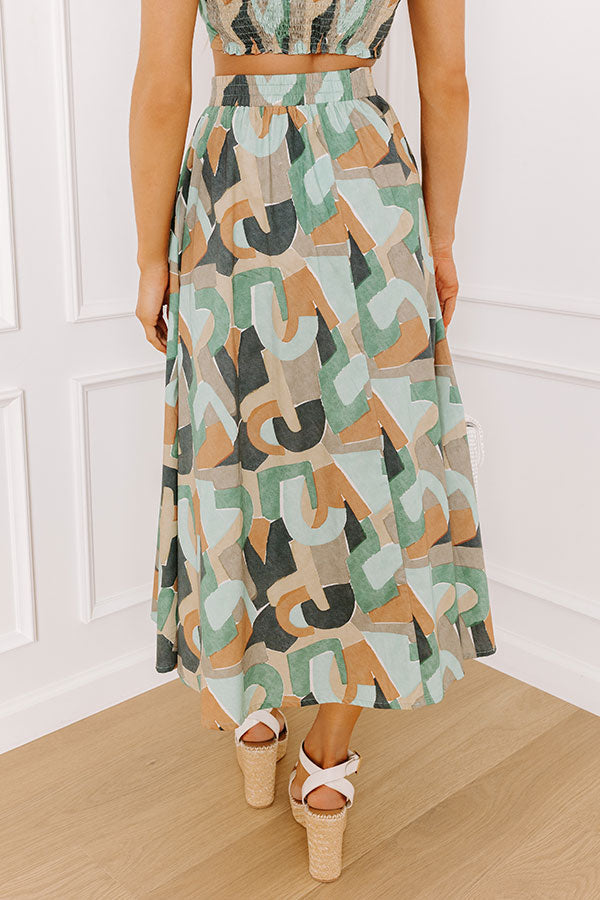 Vineyard Bound High Waist Midi Skirt