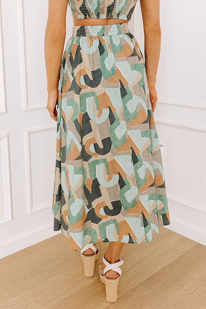 Vineyard Bound High Waist Midi Skirt