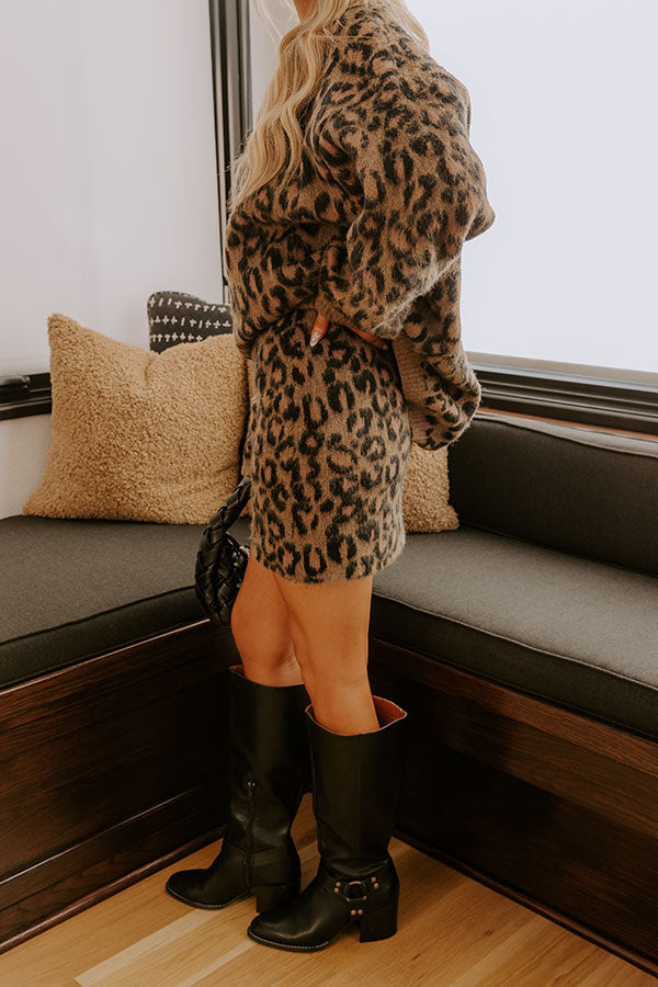 Metro Muse High Waist Knit Leopard Mini Skirt