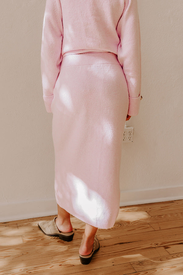 Falling for Cozy High Waist Knit Midi Skirt in Light Lavender