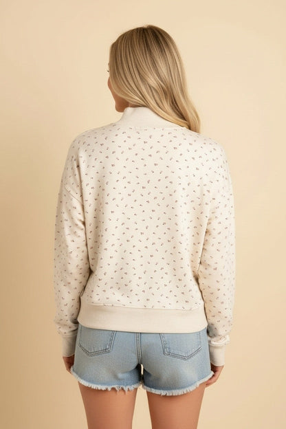 Ditsy Floral Mock Neck Pullover