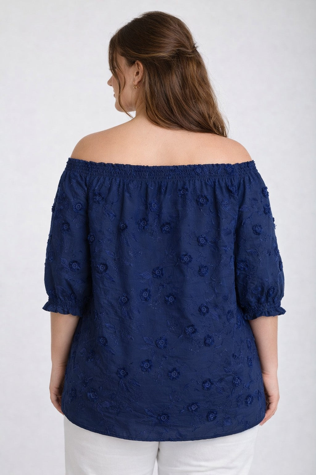 Curvy Embroidered 3D Floral Blouse