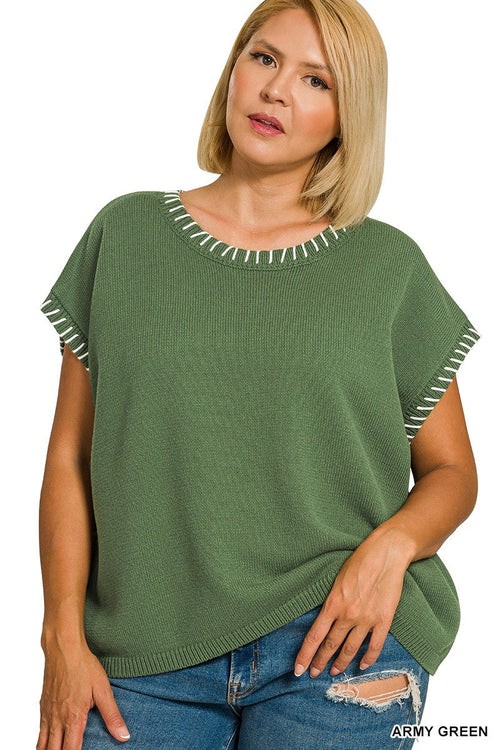 Curvy Stitch Detailed Oversize Sweater