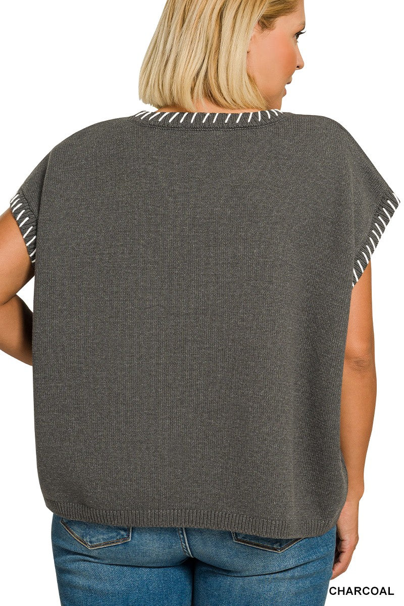 Curvy Stitch Detailed Oversize Sweater