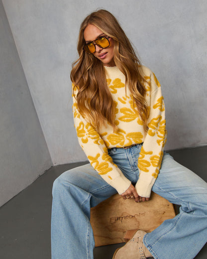 Chilly Days Textured Floral Sweater