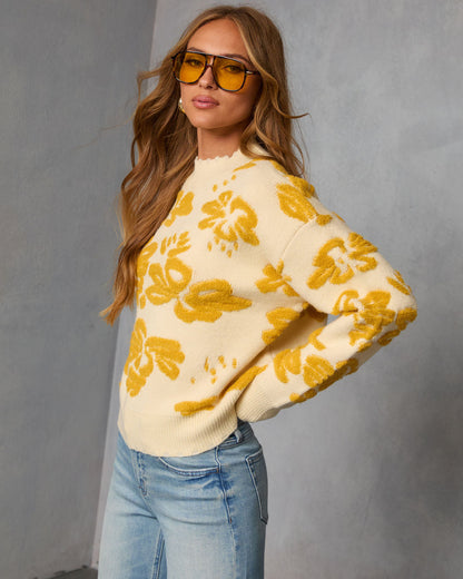 Chilly Days Textured Floral Sweater