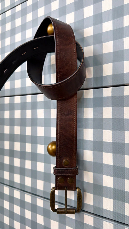 Meander Leather Belt, Teak Rustic