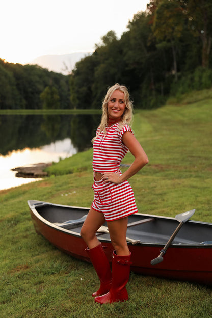 Stripe Baby Tee - Cherry Red