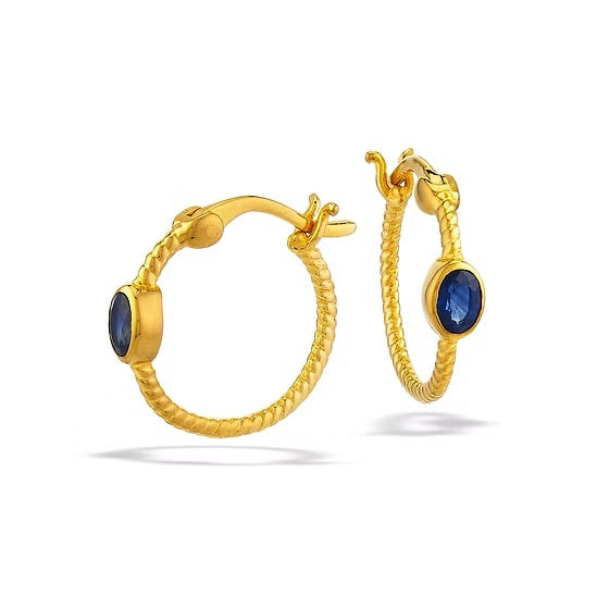 Sapphire Braided Hoops