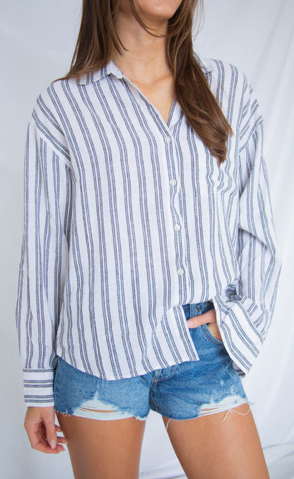 z supply: the perfect striped button up - white