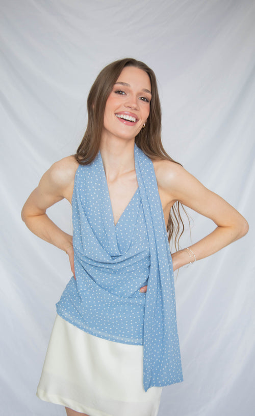 sky above polka dot top