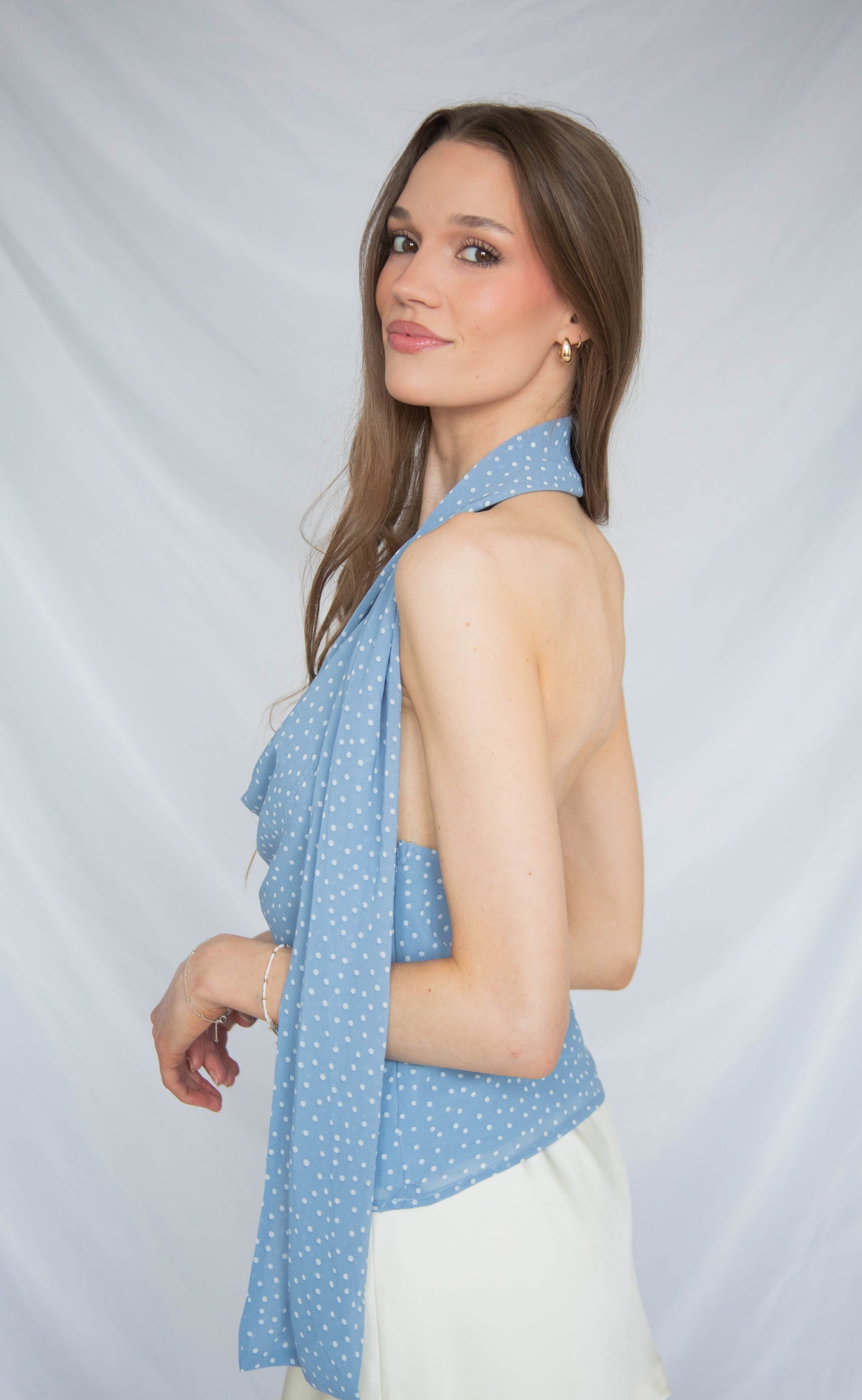 sky above polka dot top