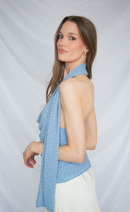 sky above polka dot top