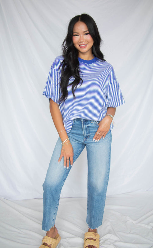 stay with me striped top - royal