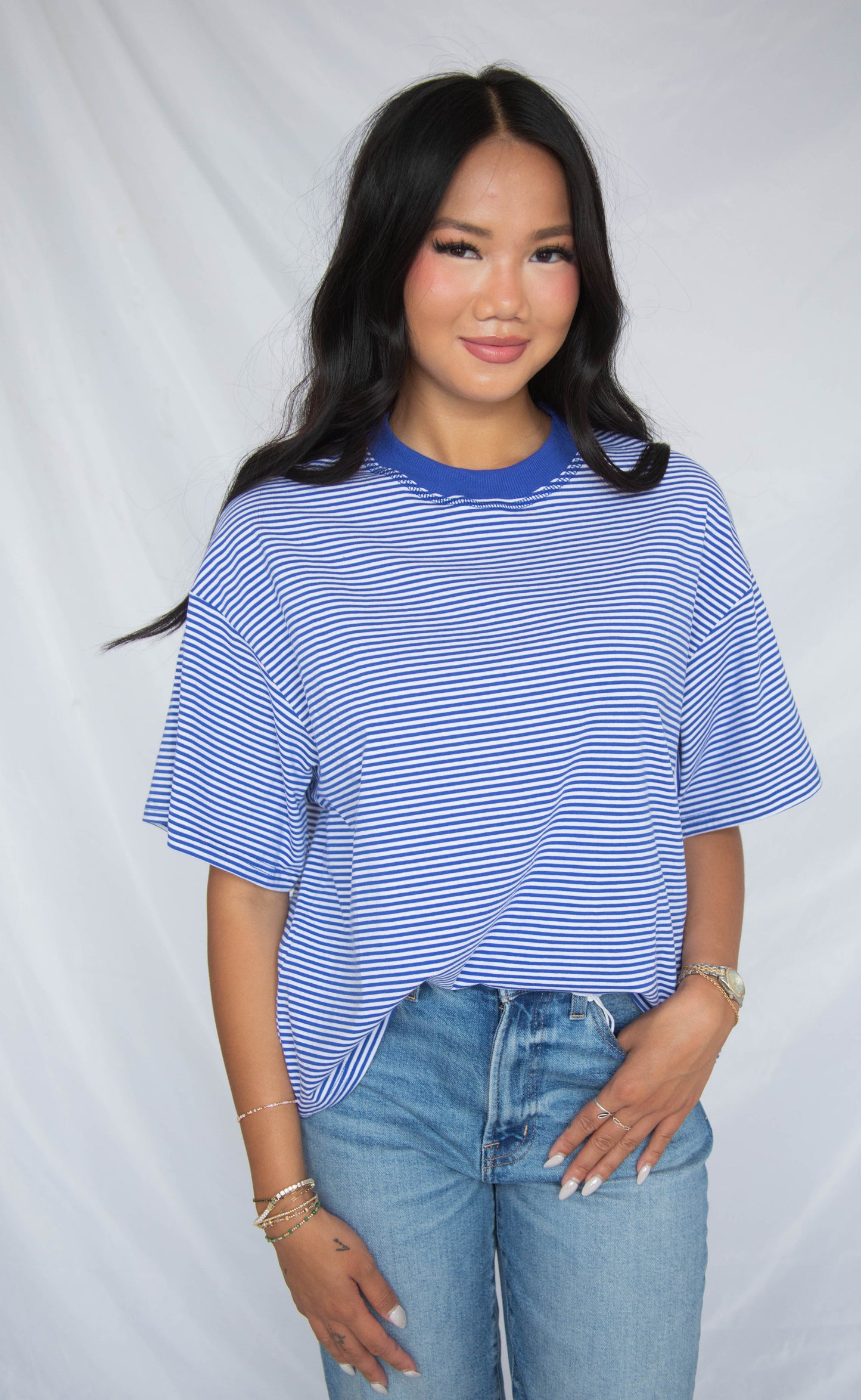 stay with me striped top - royal
