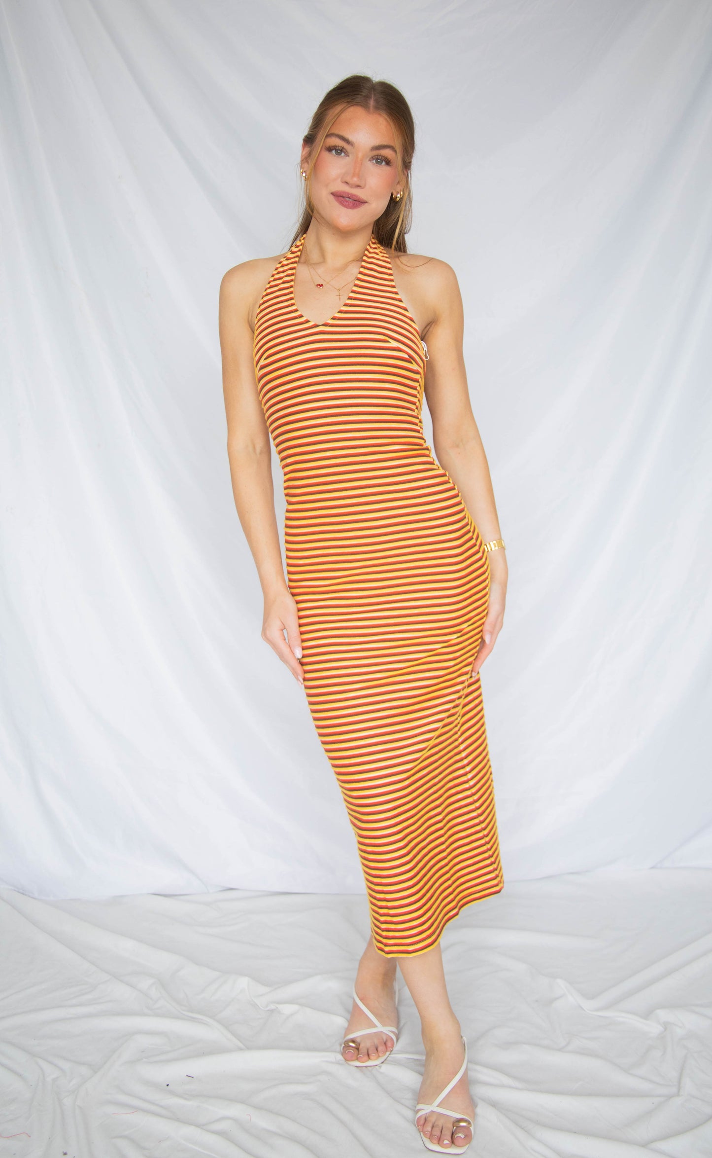 windows down halter maxi dress
