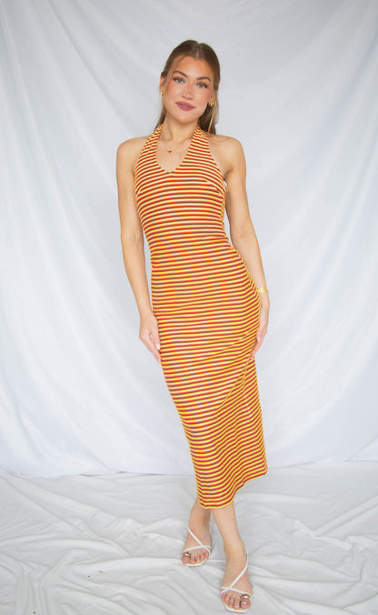 windows down halter maxi dress