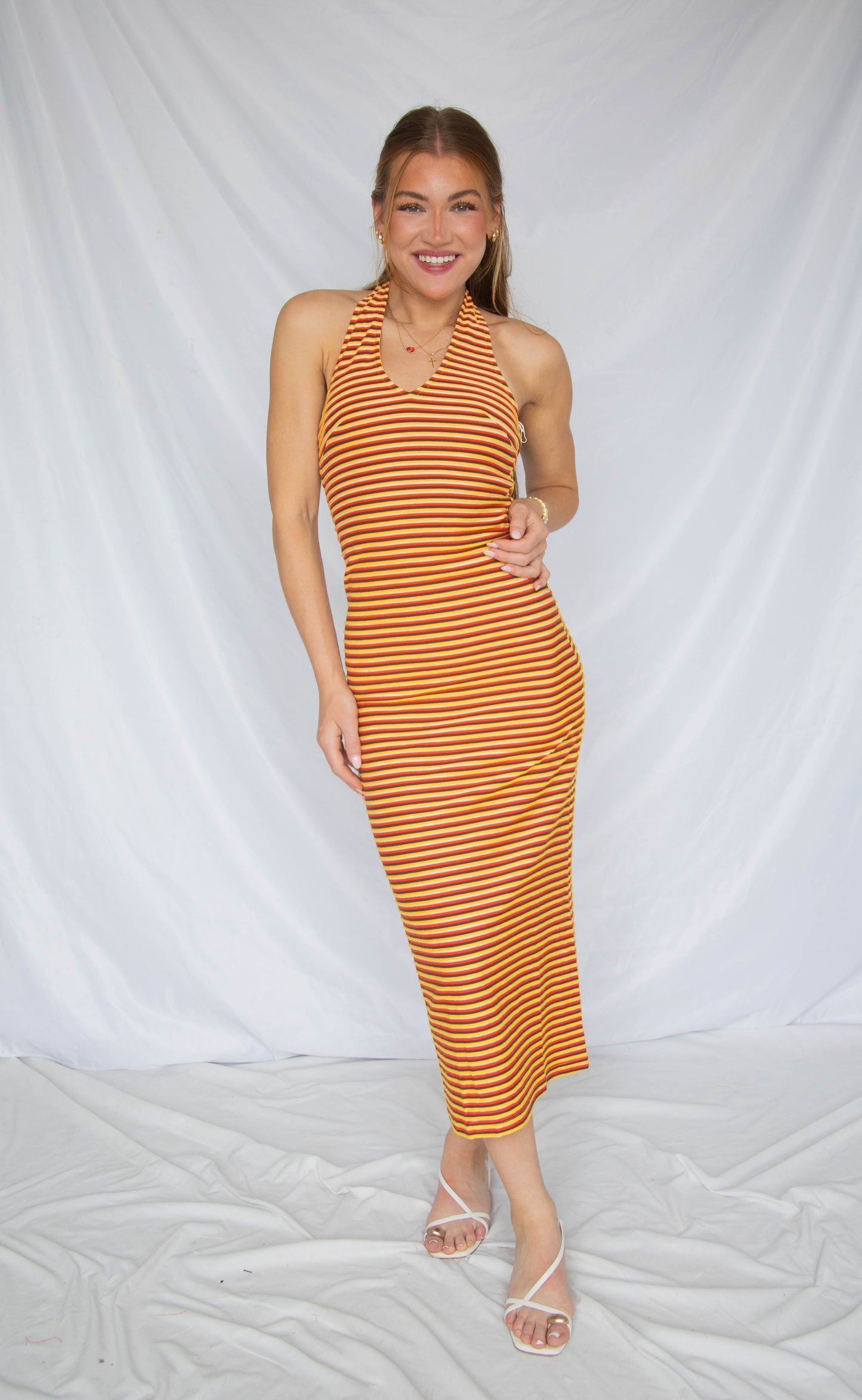 windows down halter maxi dress