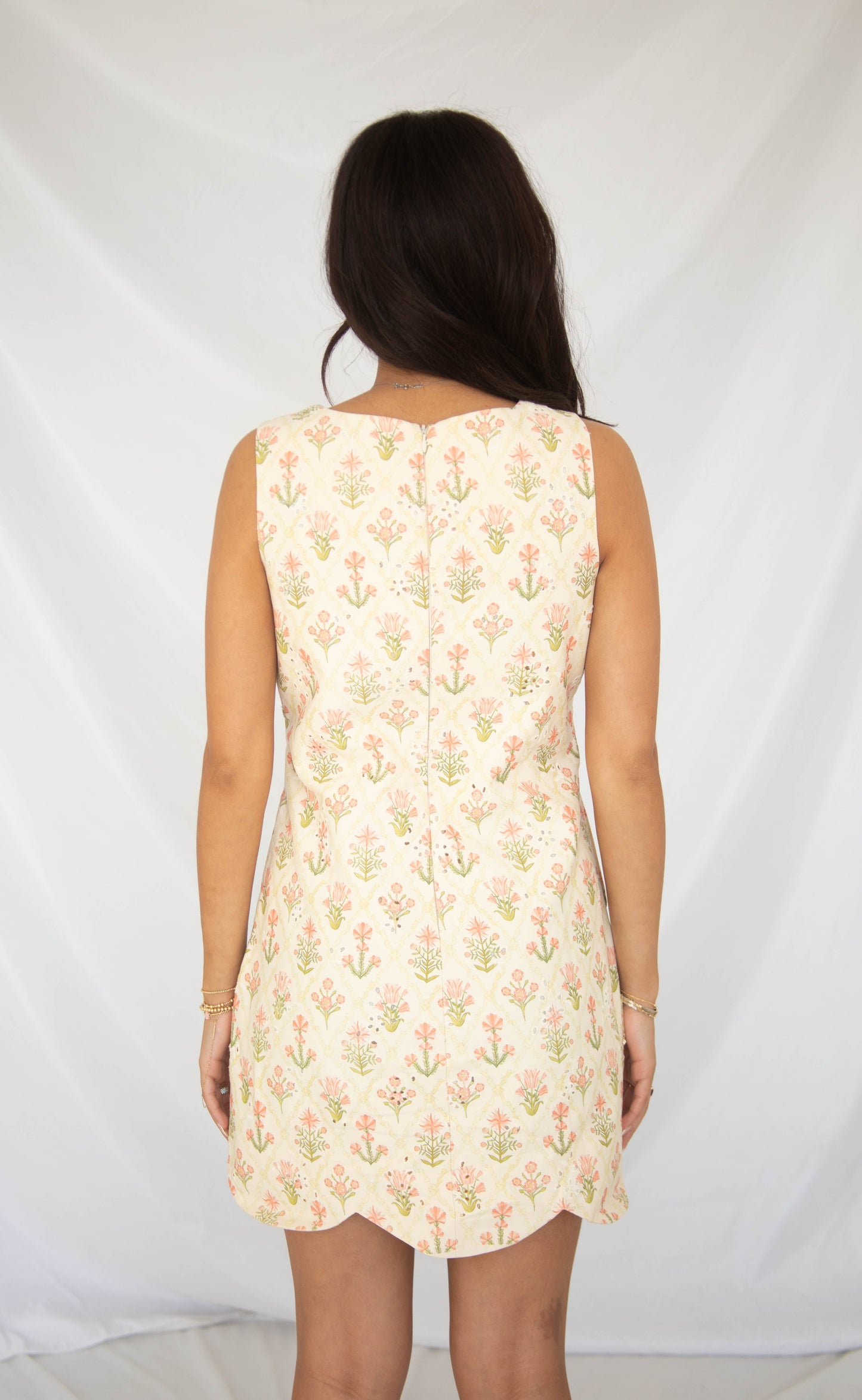 sweet pea eyelet scallop hem mini dress