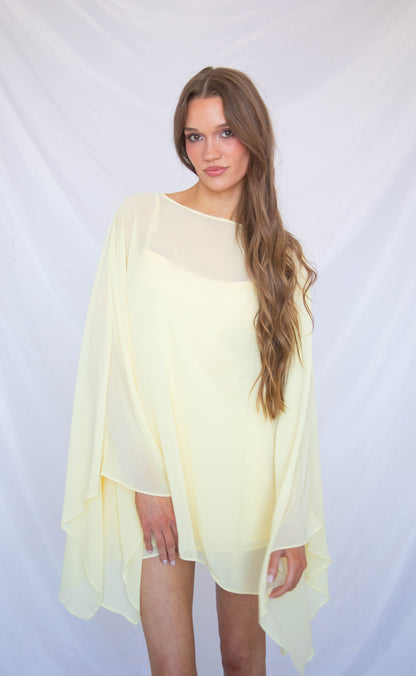 show me your mumu: olsen mini dress - pale yellow chiffon