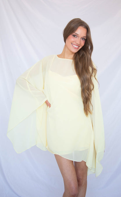 show me your mumu: olsen mini dress - pale yellow chiffon